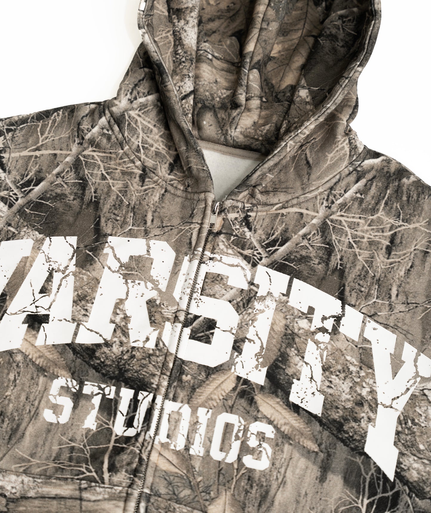 TREE CAMO ZIP UP HOODIE