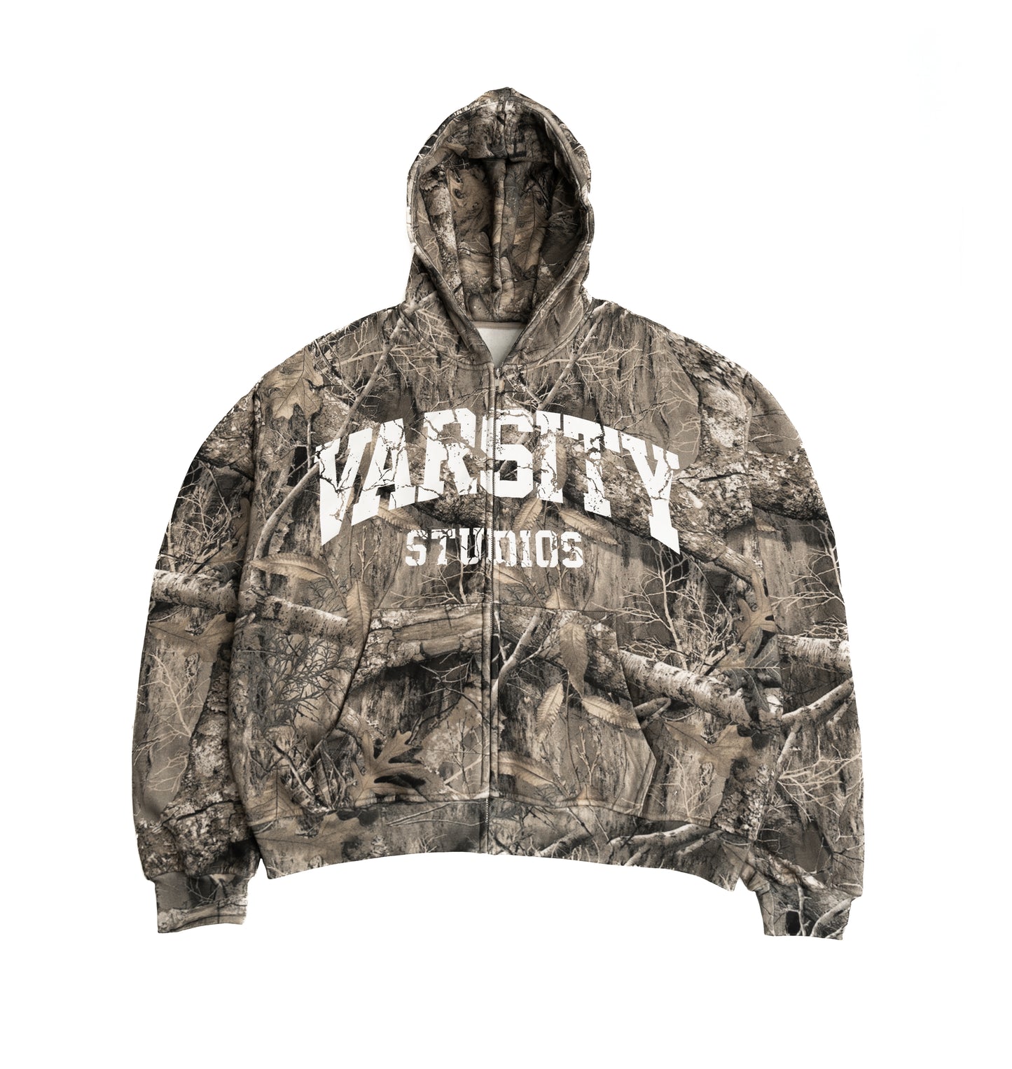 TREE CAMO ZIP UP HOODIE