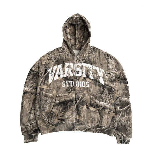 TREE CAMO ZIP UP HOODIE